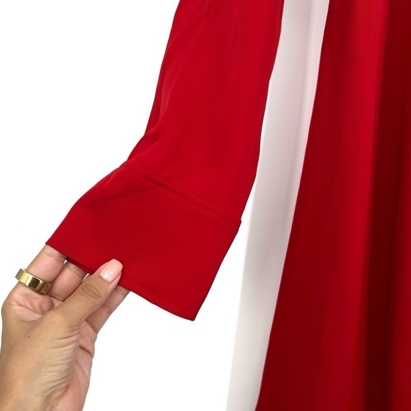 COS The Crow Red new with tags Button Fit mockneck cherry holiday Midi dress NWT - Picture 3 of 9